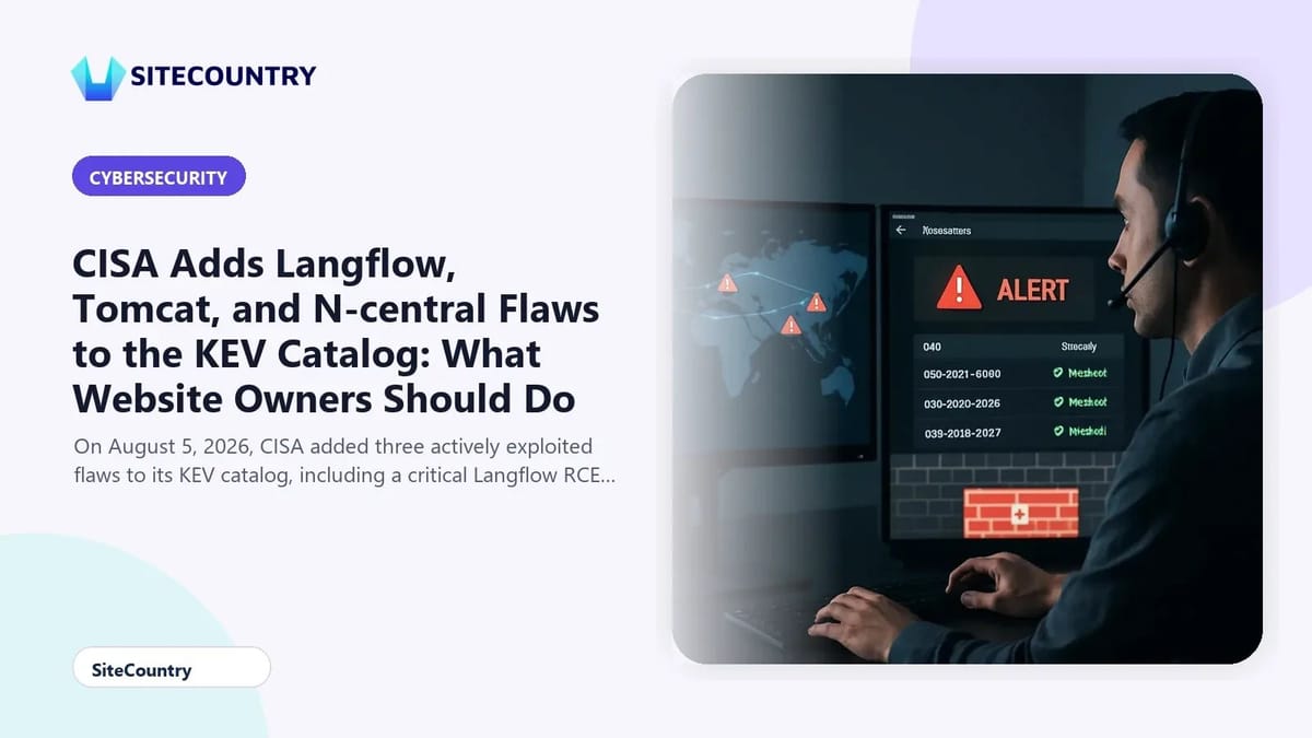CISA Adds Langflow, Tomcat, and N-central Flaws to the KEV Catalog: What Website Owners Should Do