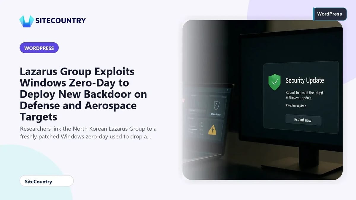 Lazarus Group Exploits Windows Zero-Day to Deploy New Backdoor on Defense and Aerospace Targets