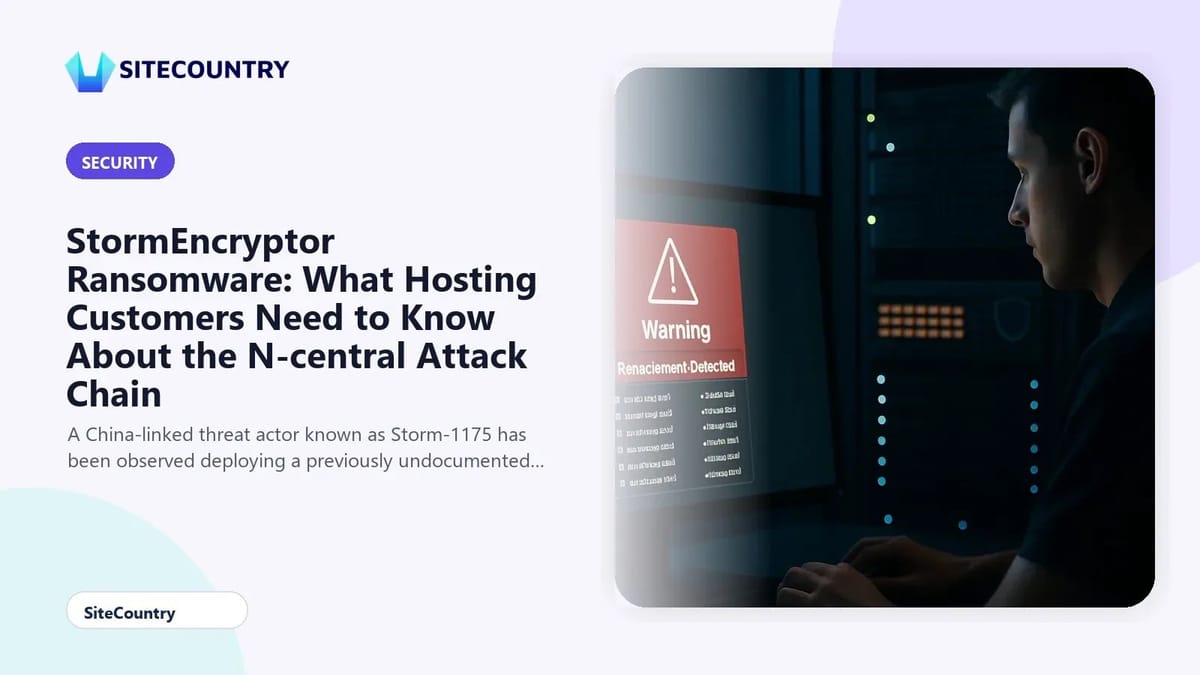 StormEncryptor Ransomware: What Hosting Customers Need to Know About the N-central Attack Chain