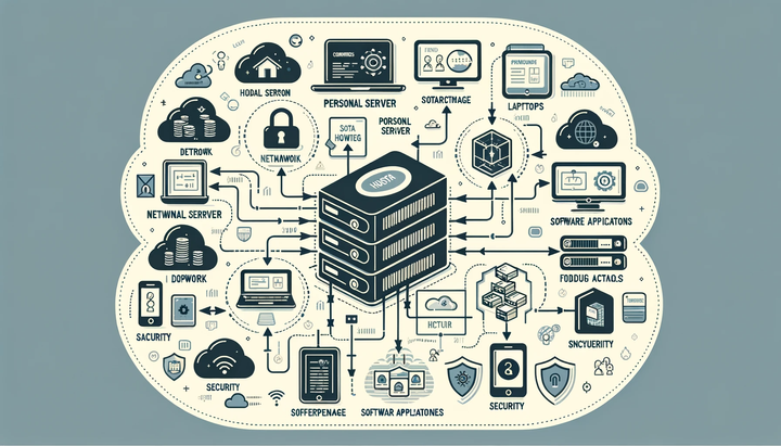 A self-hosted server with various devices connected to it.