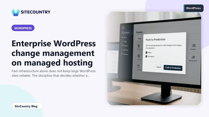 Managed hosting dashboard showing a WordPress staging-to-production deployment with selective file and database options and