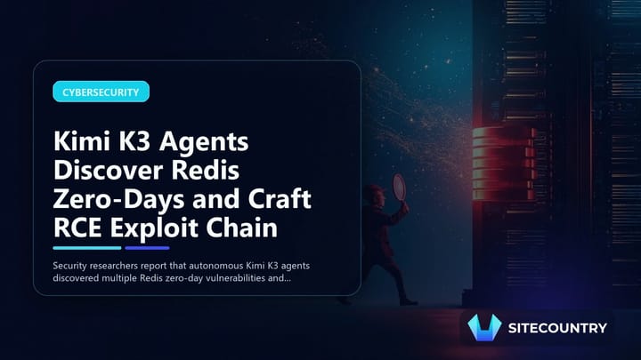 Editorial illustration of a Redis database server with memory flaws being examined by an autonomous agent, representing the