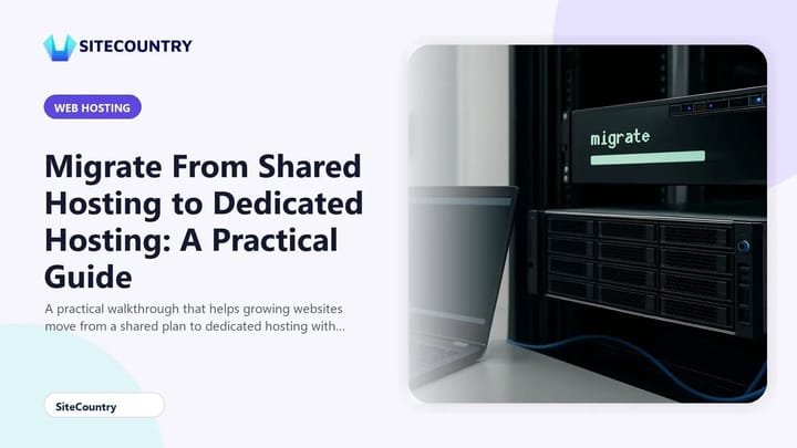 Data center server rack prepared for a hosting migration from shared to dedicated infrastructure